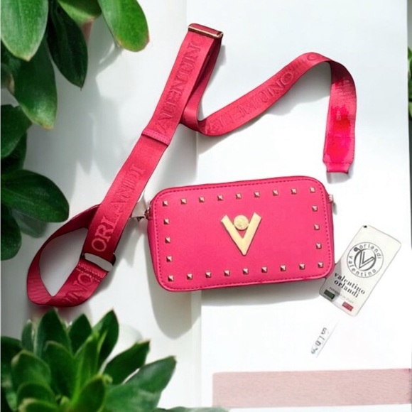 Valentino Orlandi Handbags - Valentino Orlandi  pink and gold crossbody with guitar strap NWT (SKU 114104)